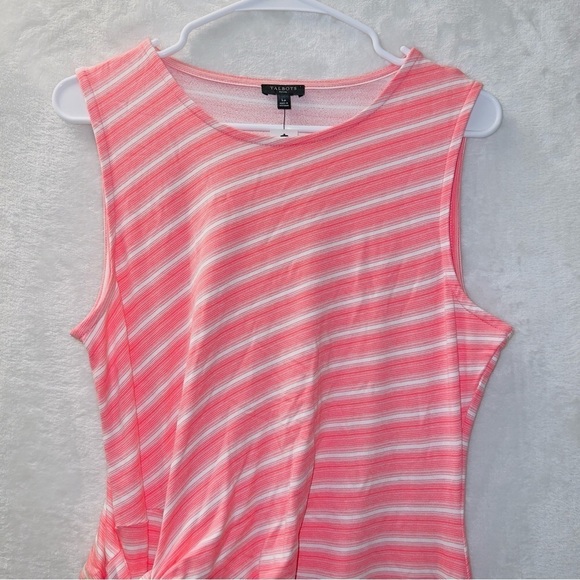 Talbots NWT Pink White Stripe Side Cinch Knee Length Dress size large petite - Picture 2 of 5